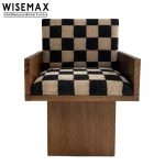⁦WISEMAX FURNITURE Nordic Home Furniture Vintage Wooden Dining Chair with Armrest Living Room Single Sofa Arm Accent Vanity Chair⁩ - الصورة ⁦2⁩
